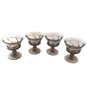 Four‎ Fostoria Jamestown Sherbet Dessert Cups Brown Glass Pedestal Stemware #1